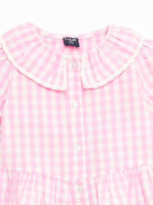 Peter Pan Collar Blouse with Ruffles - Kiabi