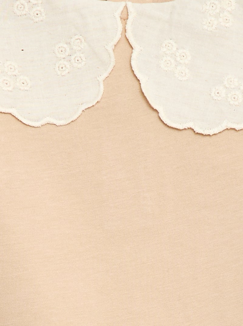 Peter Pan Collar Bodysuit Beige - Kiabi