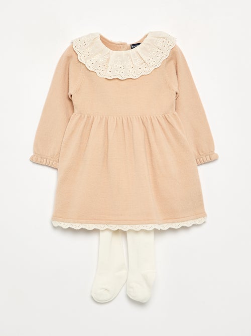 Peter Pan collar dress + tights - Kiabi