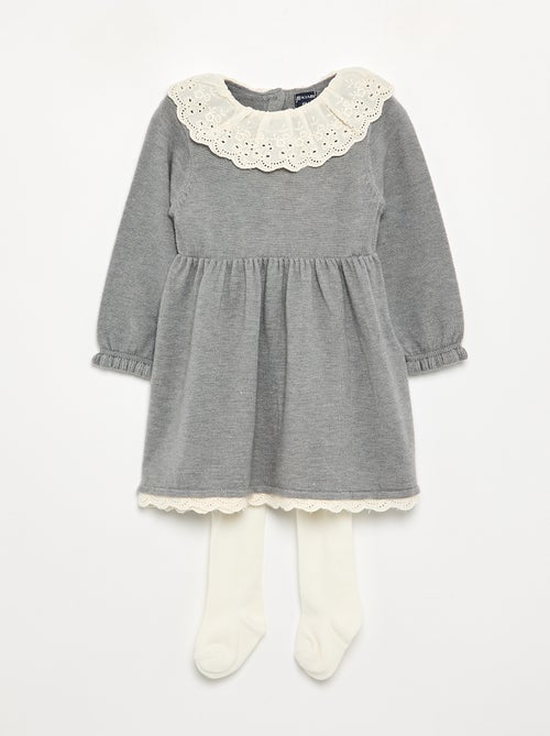 Peter Pan collar dress + tights - Kiabi