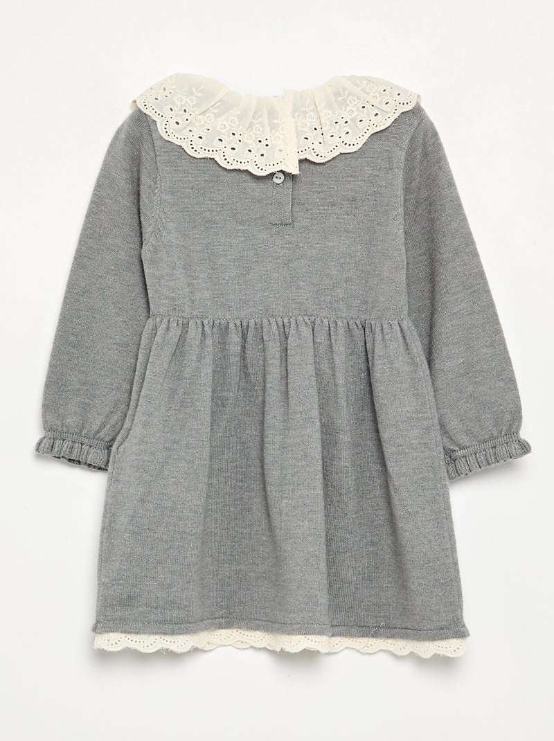 Peter Pan collar dress + tights Grey - Kiabi