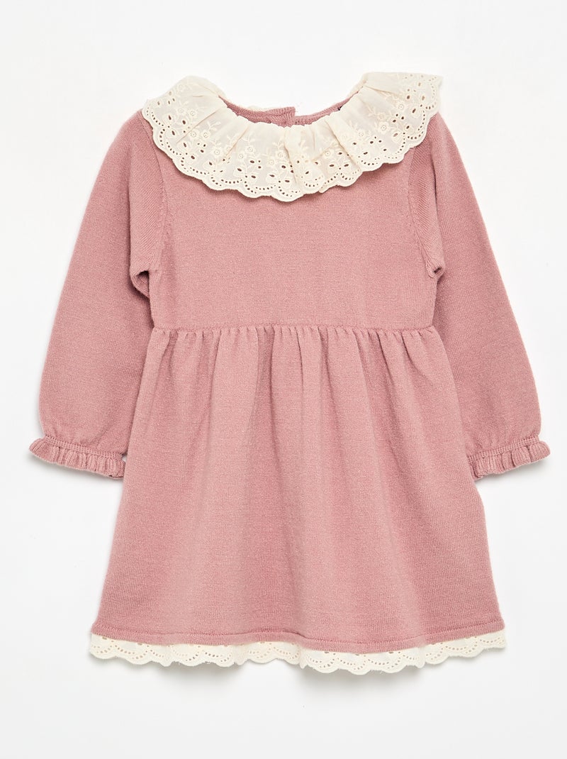 Peter Pan collar dress + tights Pink - Kiabi