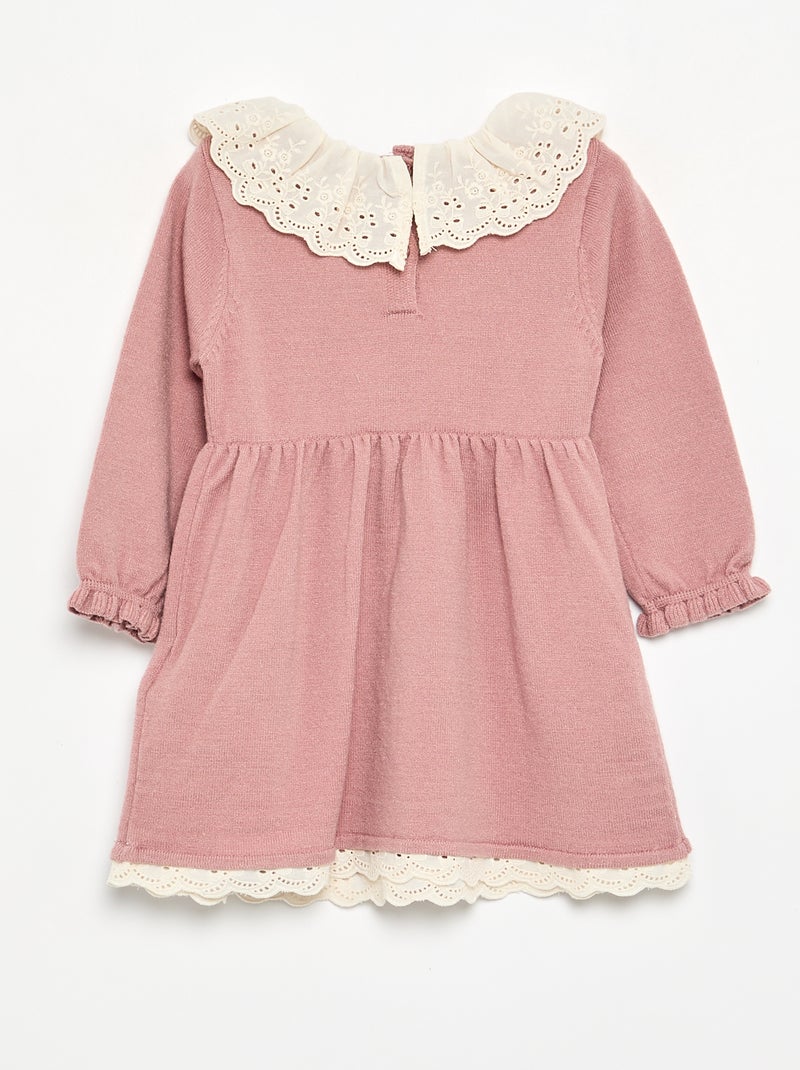 Peter Pan collar dress + tights Pink - Kiabi