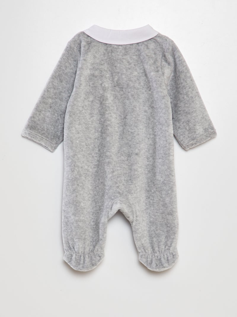 Peter Pan Collar Velvet Sleepsuit GREY - Kiabi