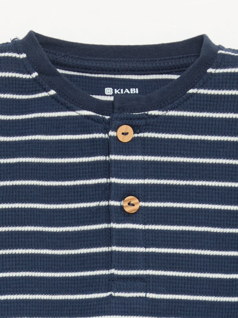 Pigiama 2 pezzi - T-shirt a maniche lunghe + pantaloni Blu - Kiabi