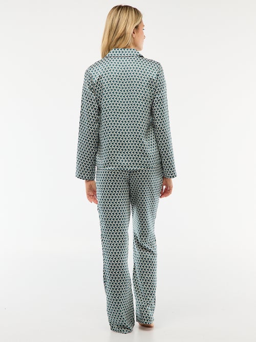 Pigiama 2 pezzi effetto satinato - camicia + pantaloni - Kiabi