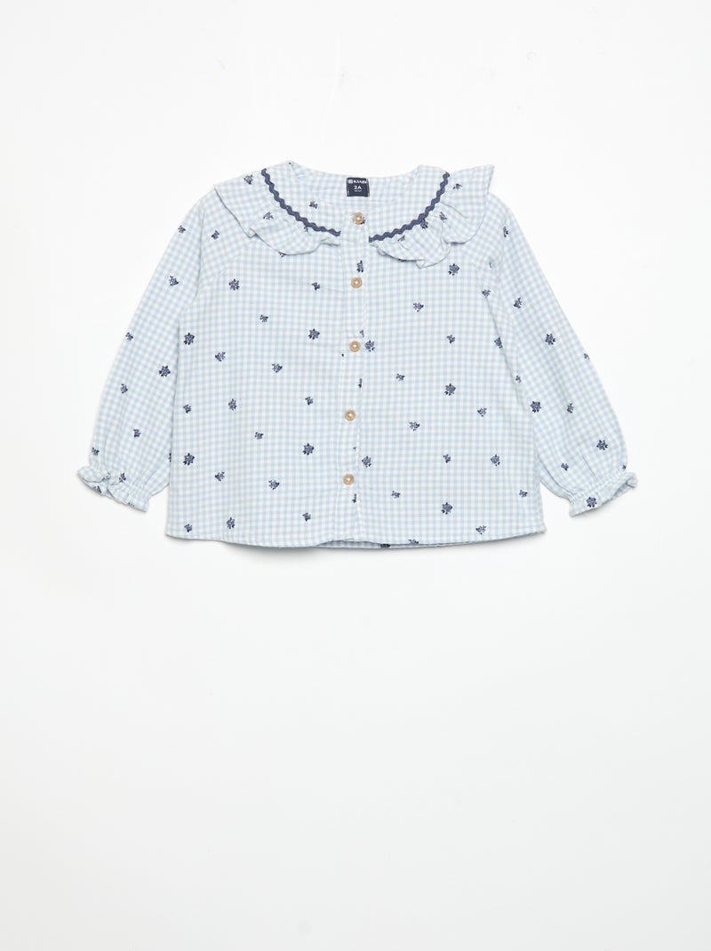 Pigiama 2 pezzi in flanella - Top abbottonato + pantaloni Blu - Kiabi