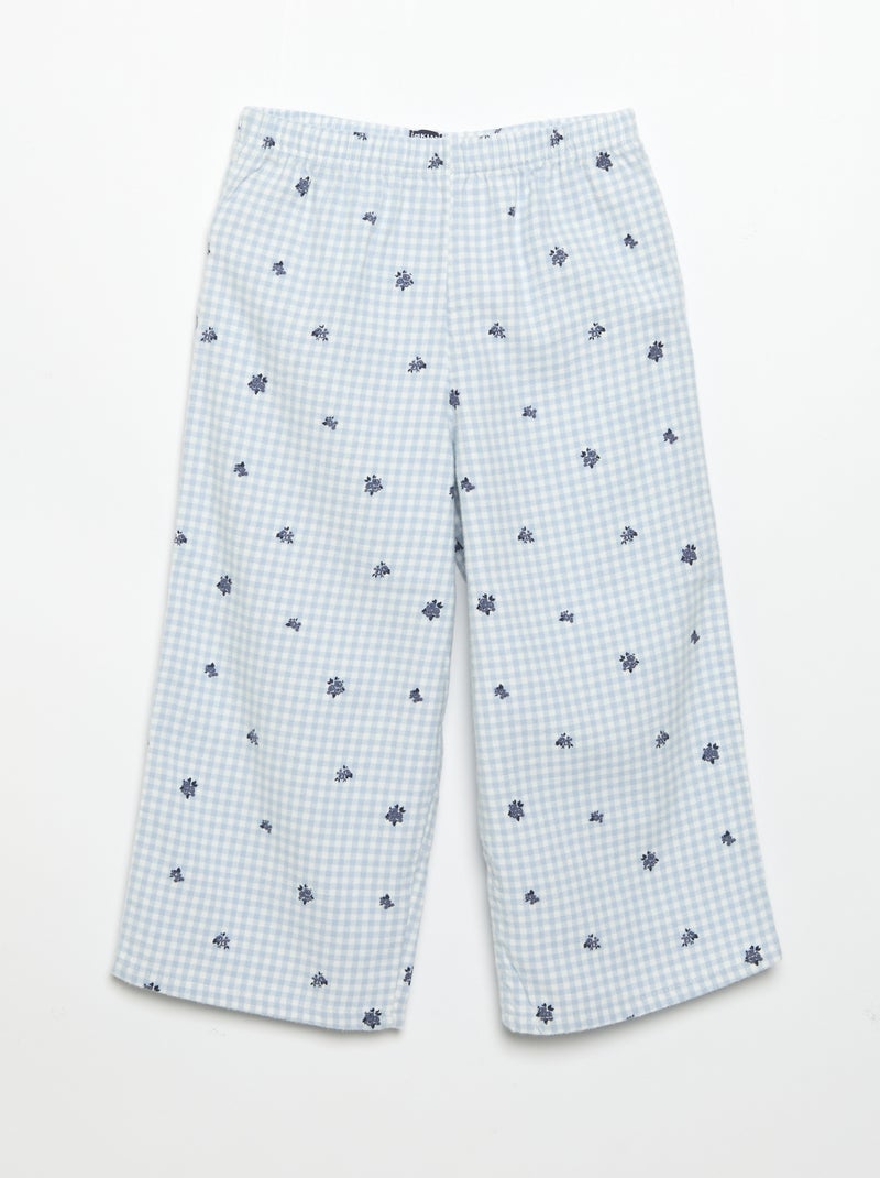Pigiama 2 pezzi in flanella - Top abbottonato + pantaloni Blu - Kiabi