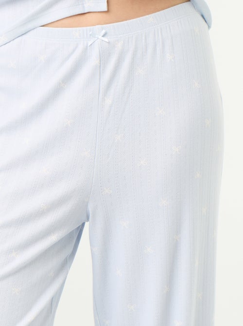 Pigiama 2 pezzi in maglia traforata - Cardigan + pantaloni - Kiabi