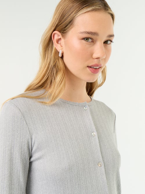 Pigiama 2 pezzi in maglia traforata - Cardigan + pantaloni - Kiabi