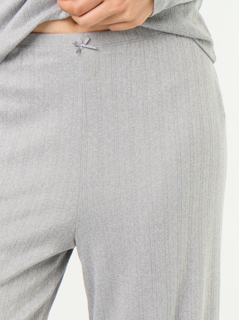 Pigiama 2 pezzi in maglia traforata - Cardigan + pantaloni Grigio - Kiabi