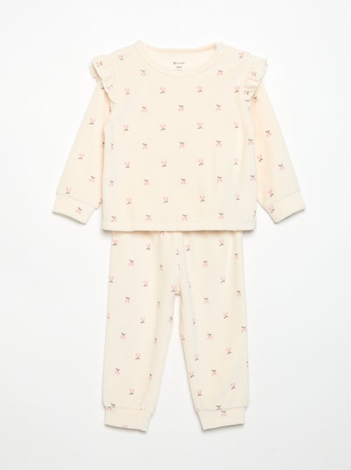 Pigiama 2 pezzi in velluto - Felpa con volant sulle spalle + pantaloni - Kiabi Pigiama 2 pezzi in velluto - Felpa con volant sulle spalle + pantaloni - Kiabi