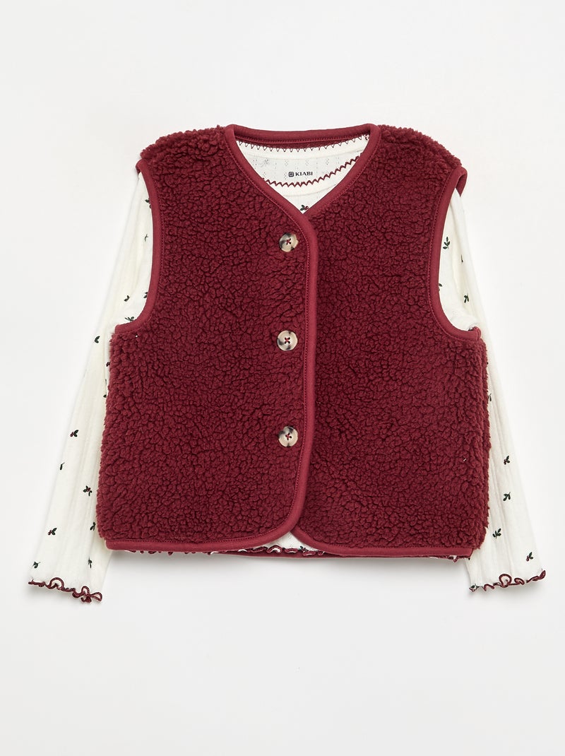Pigiama 3 pezzi - T-shirt + pantaloni + cardigan senza maniche Bianco - Kiabi