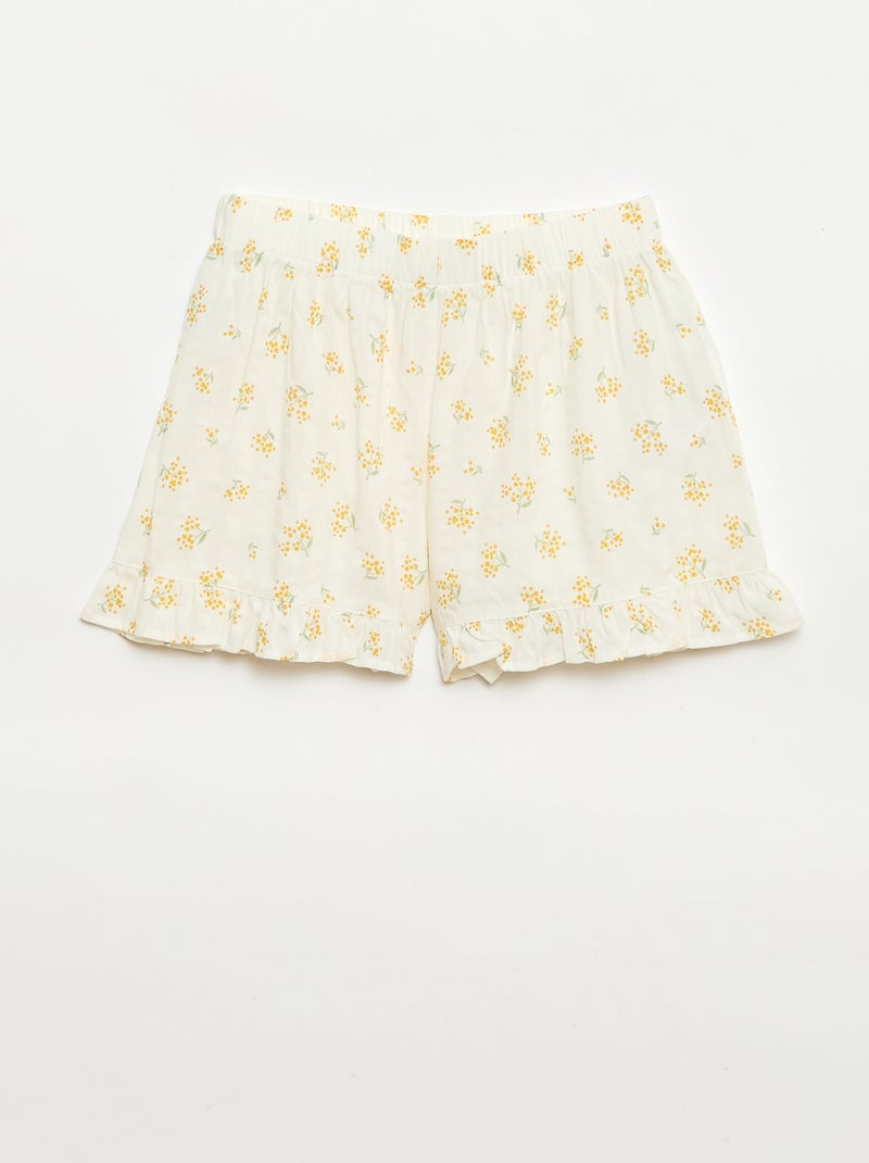 Pigiama a pantaloncino 2 pezzi con volant Bianco Ecru - Kiabi