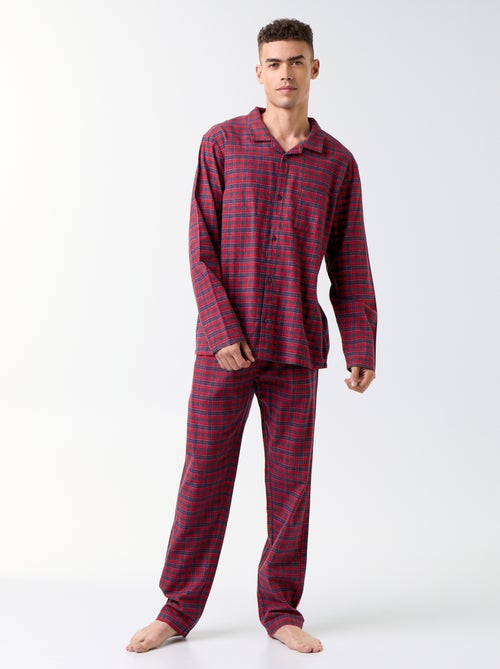 Pigiama camicia + pantaloni in flanella - 2 pezzi - Kiabi