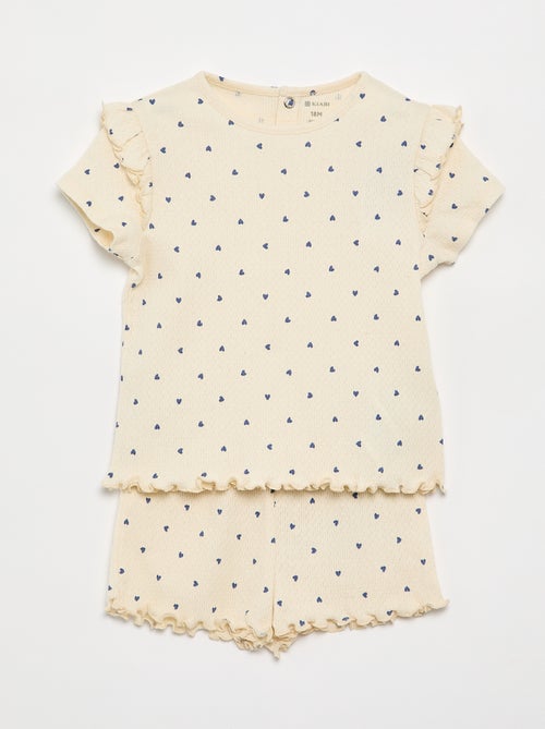 Pigiama in maglia pointelle t-shirt + shorts - 2 pezzi - Kiabi Pigiama in maglia pointelle t-shirt + shorts - 2 pezzi - Kiabi