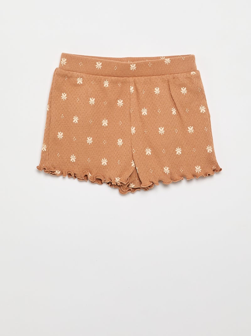 Pigiama in maglia pointelle t-shirt + shorts - 2 pezzi Beige - Kiabi