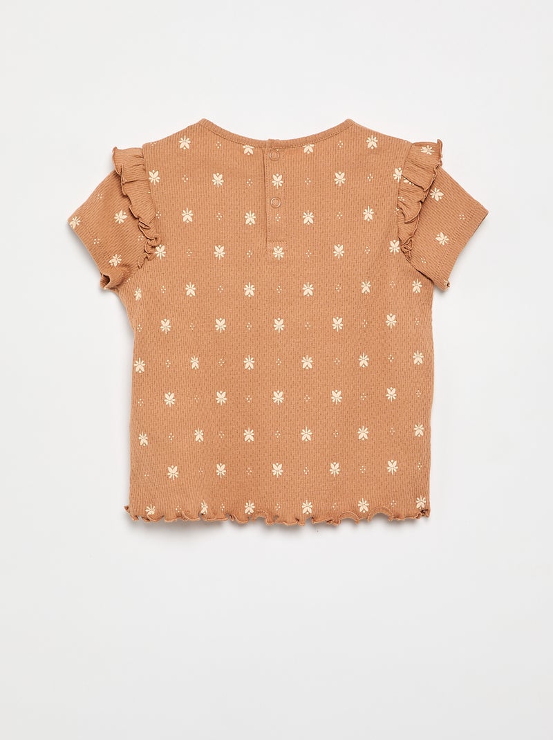 Pigiama in maglia pointelle t-shirt + shorts - 2 pezzi Beige - Kiabi