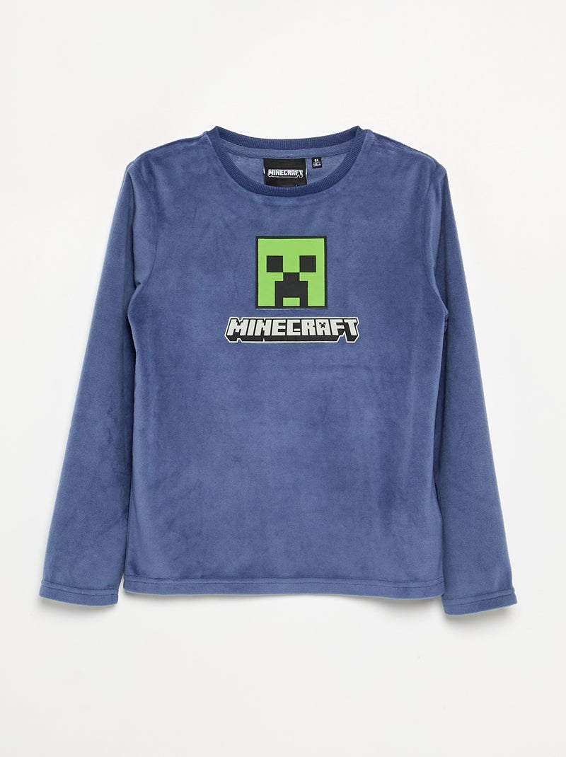 Pigiama in pile 'Minecraft' 2 pezzi - T-shirt a maniche lunghe + pantaloni Blu - Kiabi