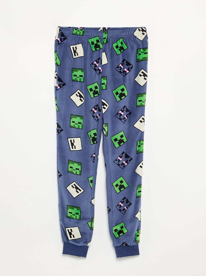 Pigiama in pile 'Minecraft' 2 pezzi - T-shirt a maniche lunghe + pantaloni Blu - Kiabi