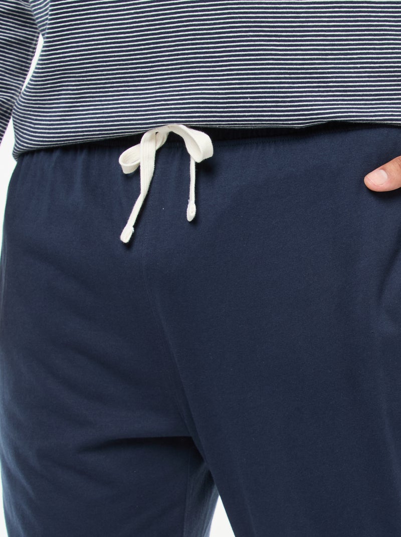 Pigiama lungo in jersey, completo t-shirt + pantaloni - 2 pezzi Blu - Kiabi