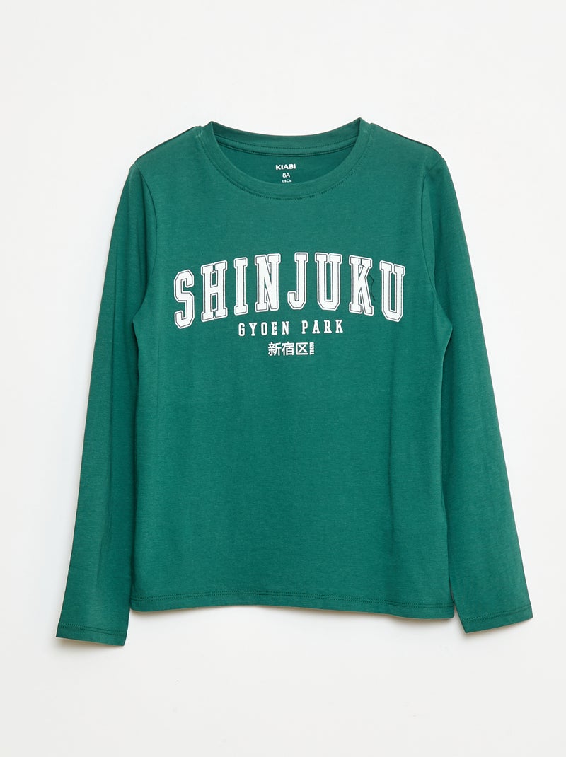 Pigiama lungo in jersey con stampa - 2 pezzi Verde - Kiabi