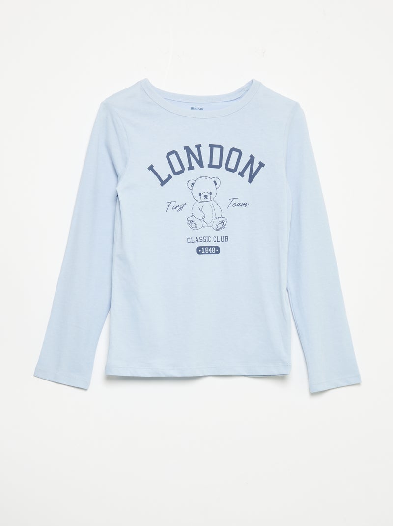 Pigiama lungo in jersey di cotone - 2 pezzi Blu - Kiabi