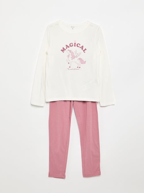 Pigiama lungo in jersey di cotone - 2 pezzi - Kiabi