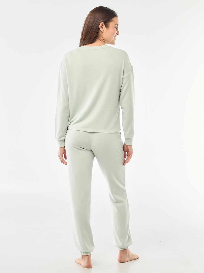 Pigiama lungo in maglia calda - 2 pezzi Blu - Kiabi