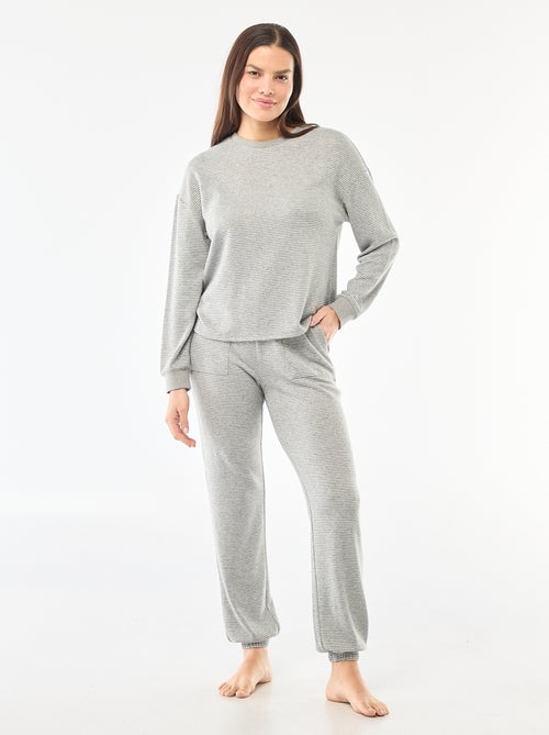 Pigiama lungo in maglia calda - 2 pezzi - Kiabi