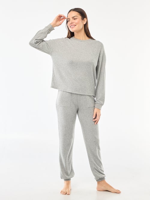 Pigiama lungo in maglia calda - 2 pezzi - Kiabi