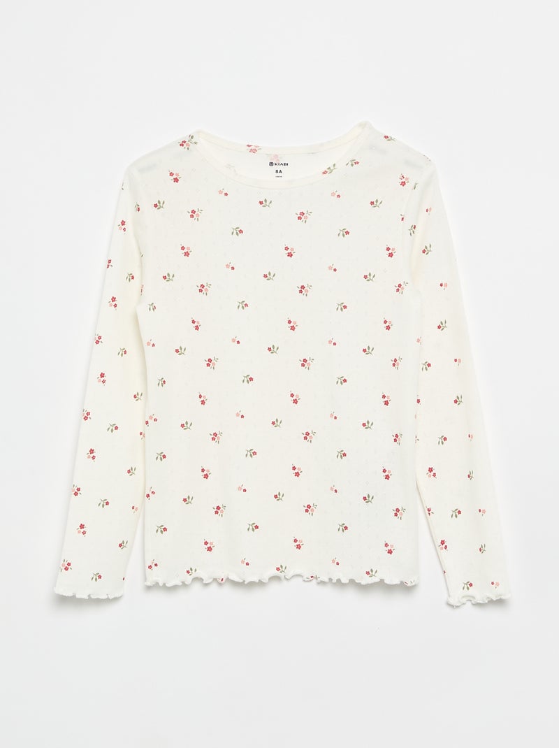 Pigiama lungo in maglia pointelle - 2 pezzi Bianco - Kiabi