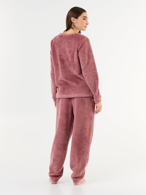 Pigiama lungo in pile t-shirt + pantaloni - 2 pezzi - Kiabi