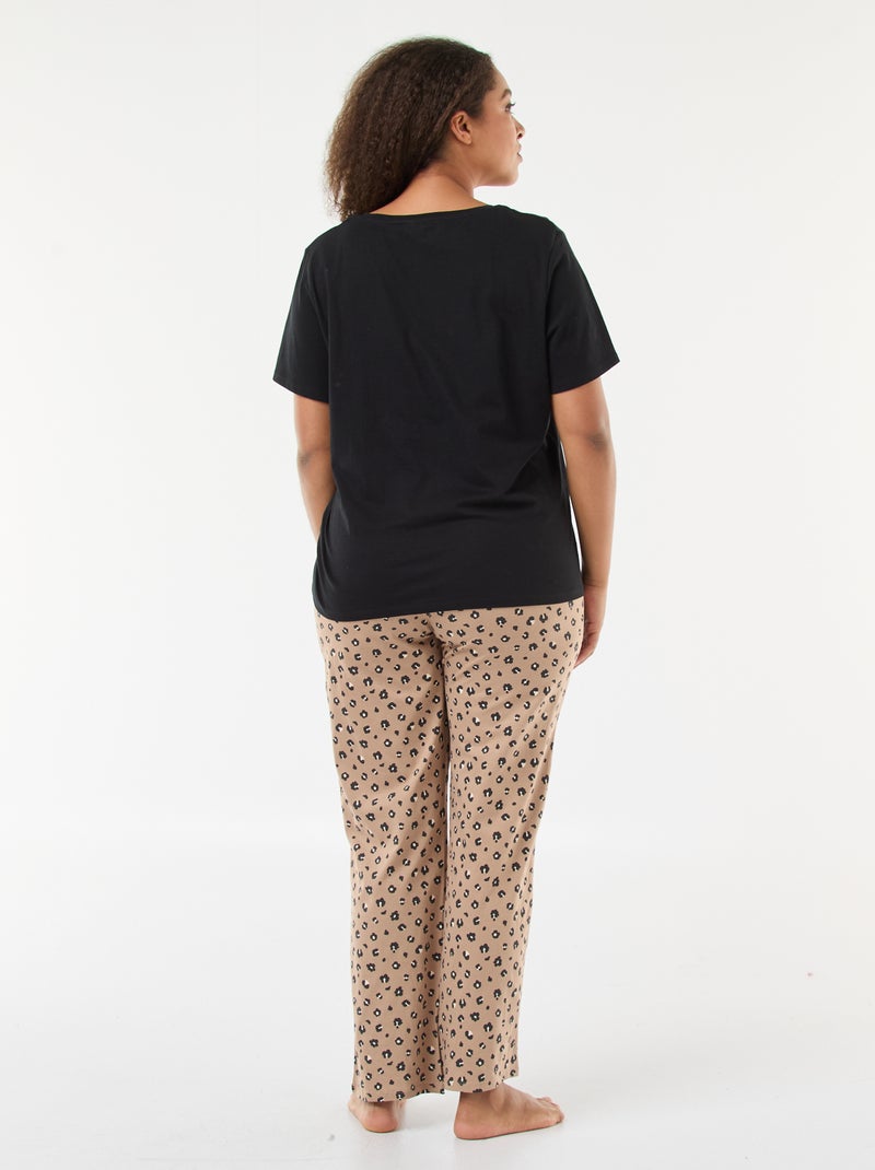 Pigiama lungo stampato leopardato - 2 pezzi Beige - Kiabi