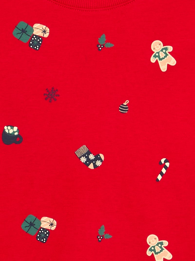 Pigiama 'Natale' 2 pezzi - T-shirt a maniche lunghe + pantaloni Rosso - Kiabi