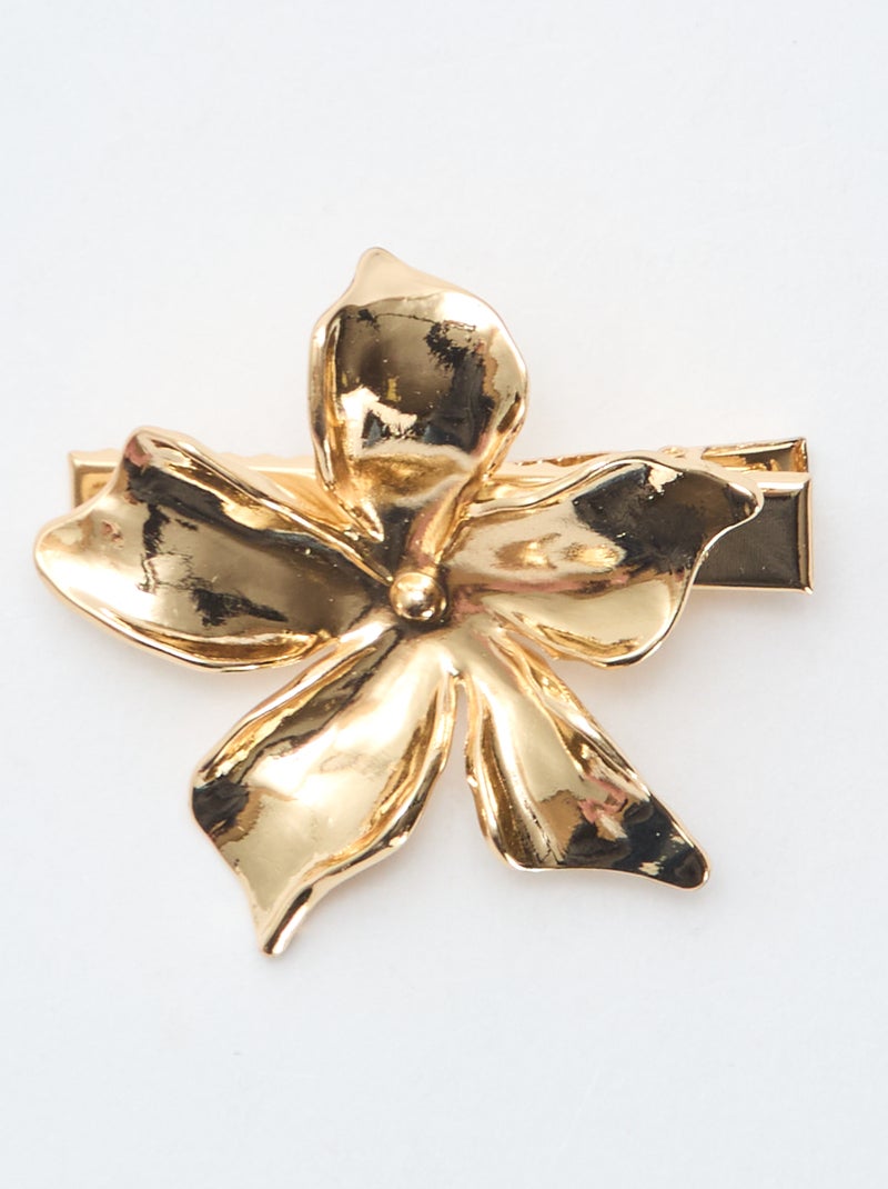 Pinces croco en forme fleur dorées Jaune - Kiabi