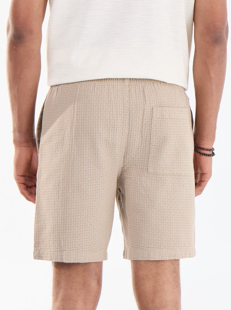 Piqué Knit Bermuda Shorts Beige - Kiabi