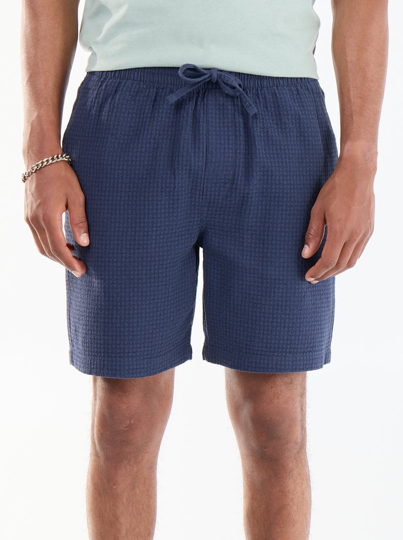 Piqué Knit Bermuda Shorts Blue - Kiabi