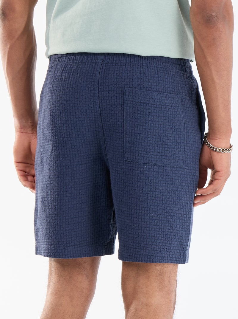 Piqué Knit Bermuda Shorts Blue - Kiabi