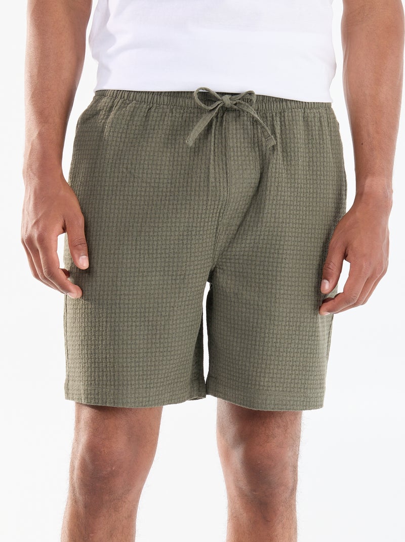 Piqué Knit Bermuda Shorts Khaki - Kiabi