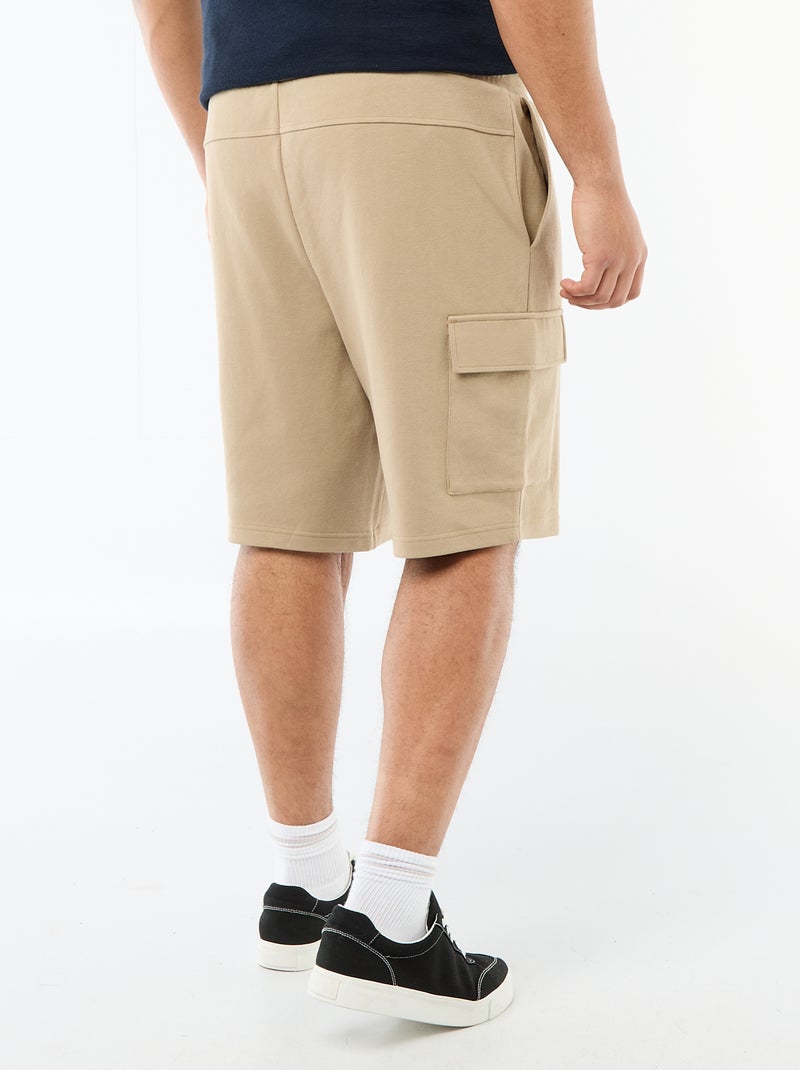 Piqué Knit Bermuda Shorts with Flap Pockets Beige - Kiabi