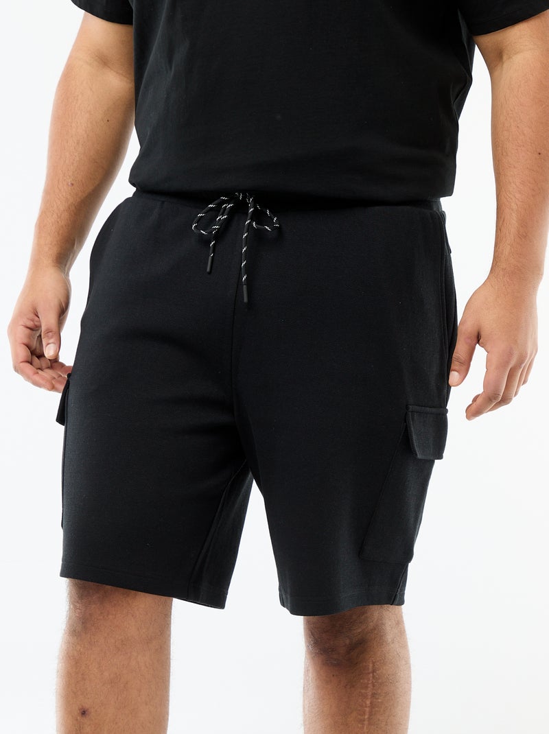 Piqué Knit Bermuda Shorts with Flap Pockets Black - Kiabi