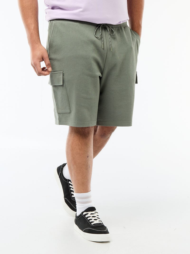 Piqué Knit Bermuda Shorts with Flap Pockets Green - Kiabi