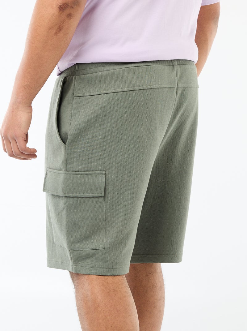 Piqué Knit Bermuda Shorts with Flap Pockets Green - Kiabi