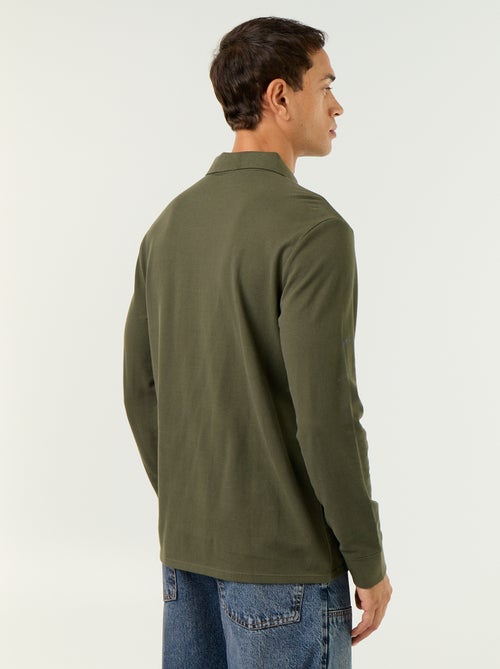 Piqué Knit Long-Sleeved Polo Shirt - Kiabi