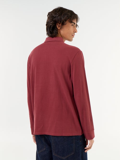 Piqué Knit Long-Sleeved Polo Shirt - Kiabi