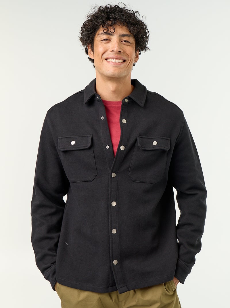 Piqué Knit Overshirt Black - Kiabi