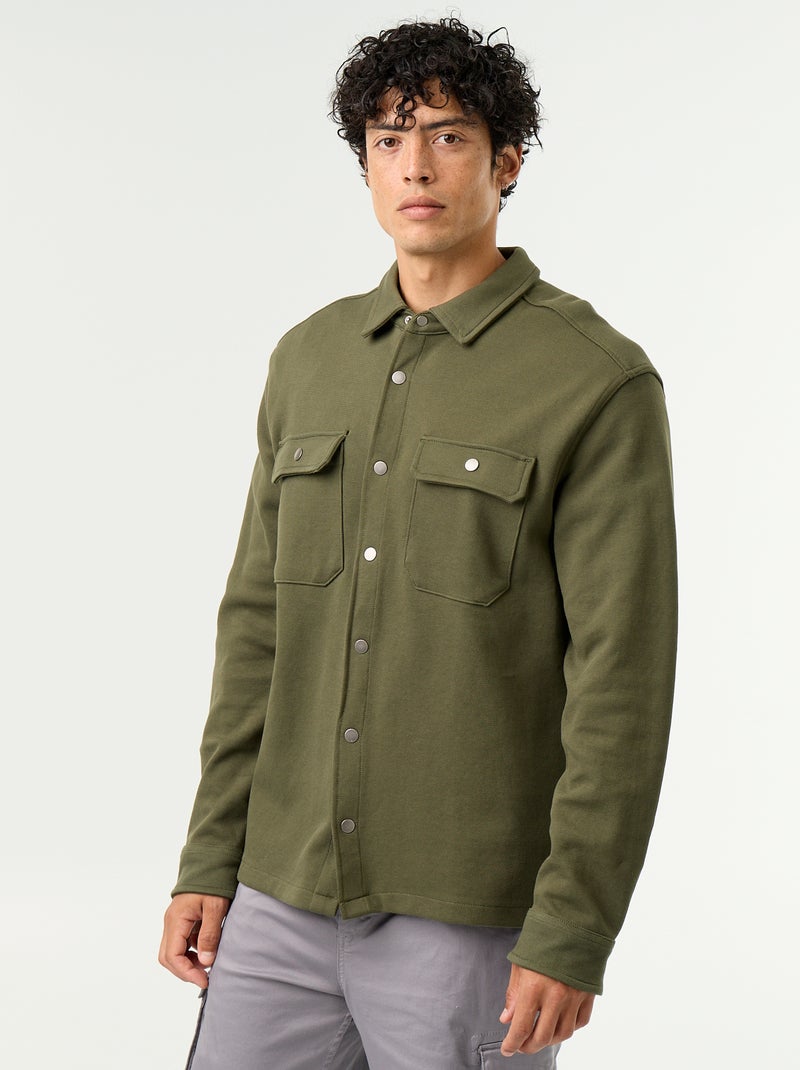 Piqué Knit Overshirt Green - Kiabi