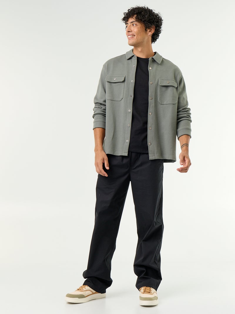 Piqué Knit Overshirt Green - Kiabi