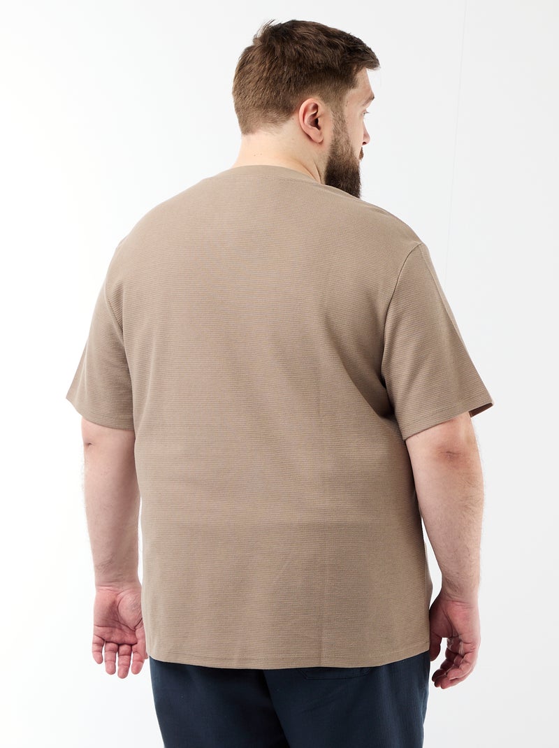 Piqué-T-Shirt mit kurzen Ärmeln Beige - Kiabi